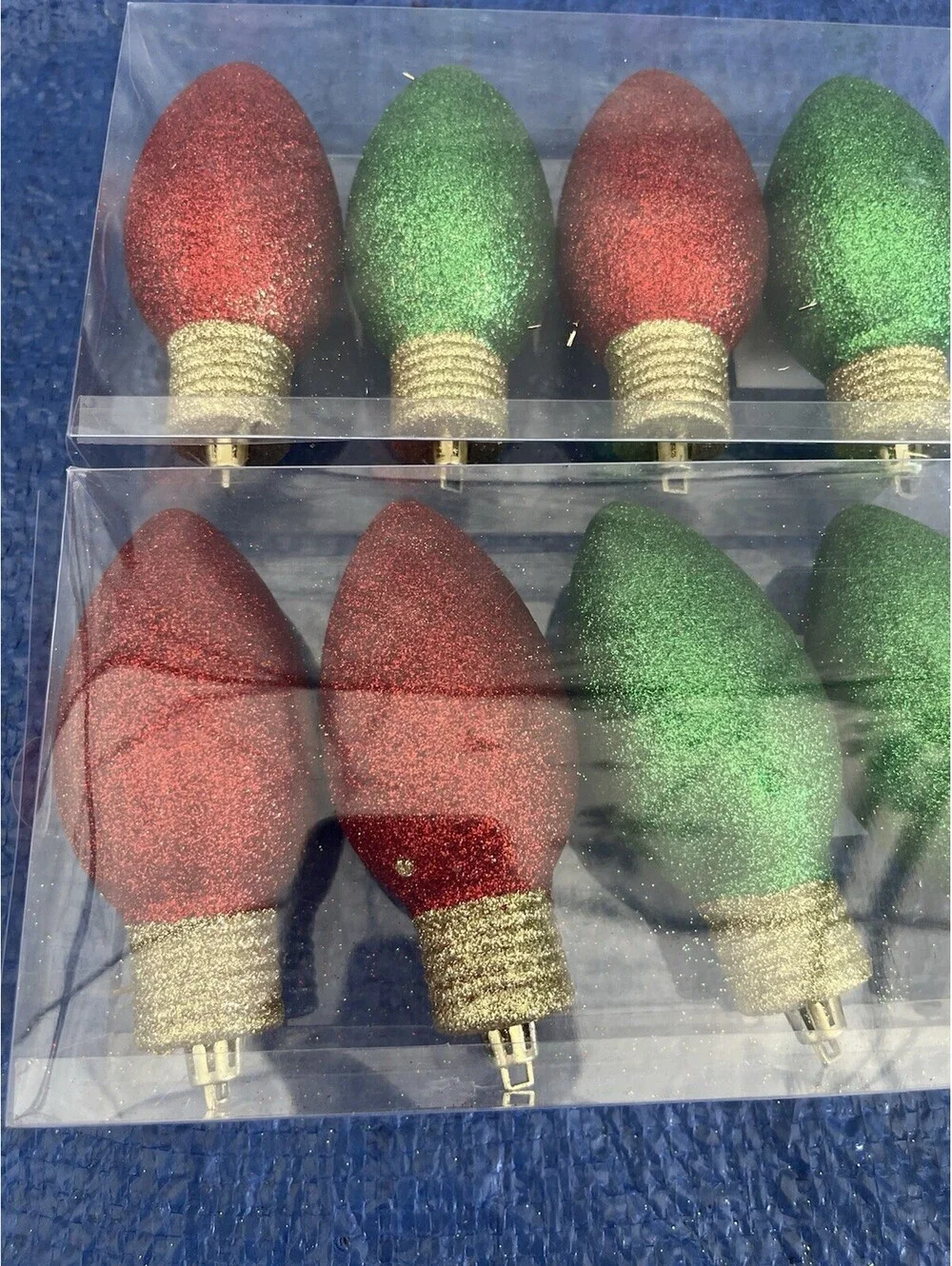 Large Glitter Bulb Ornaments (2 4-packs)  Green Red